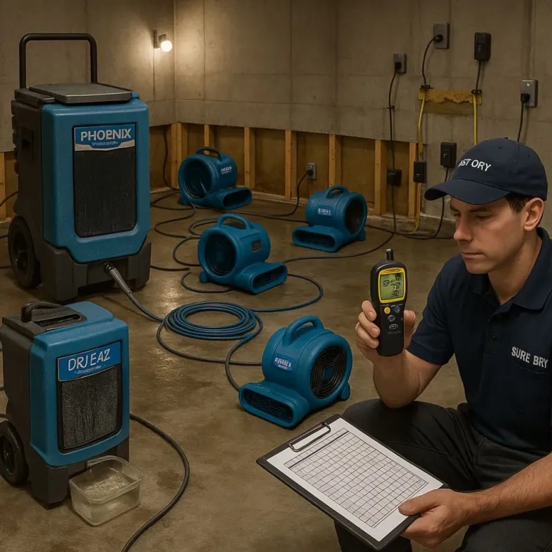 Structural Drying and Dehumidification process in Rayville, LA